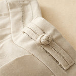 Buddha Stones Summer Casual Minimalist Solid Ankle Pants One Frog Button Women's Straight Leg Pants With Pockets