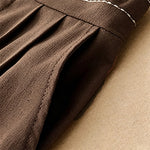 Buddha Stones Summer Casual Minimalist Solid Ankle Pants One Frog Button Women's Straight Leg Pants With Pockets