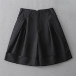 Buddha Stones Summer Minimalist Elegant Solid Zipper Design Women's Shorts With Pockets
