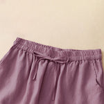 Buddha Stones Summer Casual Minimalist Drawstring Embroidery Wavy Lines Geometric Women's Shorts With Pockets