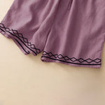 Buddha Stones Summer Casual Minimalist Drawstring Embroidery Wavy Lines Geometric Women's Shorts With Pockets