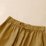 Buddha Stones Summer Casual Minimalist Drawstring Embroidery Wavy Lines Geometric Women's Shorts With Pockets