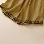 Buddha Stones Summer Casual Minimalist Drawstring Embroidery Wavy Lines Geometric Women's Shorts With Pockets