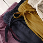 Buddha Stones Summer Casual Minimalist Drawstring Embroidery Wavy Lines Geometric Women's Shorts With Pockets