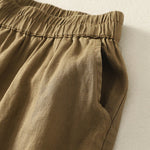 Buddha Stones Summer Casual Vintage Solid Elastic Waist Ruffled Hem Women's Shorts With Pockets