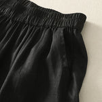 Buddha Stones Summer Casual Vintage Solid Elastic Waist Ruffled Hem Women's Shorts With Pockets