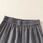 Buddha Stones Summer Casual Vintage Solid Elastic Waist Ruffled Hem Women's Shorts With Pockets