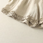Buddha Stones Summer Casual Vintage Solid Elastic Waist Ruffled Hem Women's Shorts With Pockets