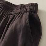Buddha Stones Summer Casual Vintage Solid Elastic Waist Ruffled Hem Women's Shorts With Pockets