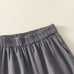Buddha Stones Summer Casual Vintage Solid Elastic Waist Ruffled Hem Women's Shorts With Pockets