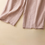 Buddha Stones Summer Casual Minimalist Solid Ruffled Elastic Waist Cropped Pants Women's Straight Leg Pants With Pocket