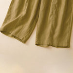 Buddha Stones Summer Casual Minimalist Solid Ruffled Elastic Waist Cropped Pants Women's Straight Leg Pants With Pocket