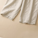 Buddha Stones Summer Casual Minimalist Solid Ruffled Elastic Waist Cropped Pants Women's Straight Leg Pants With Pocket