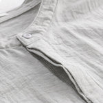 Buddha Stones Summer Casual Tang Style Mandarin Collar Half Buttons Solid Men's Short Sleeve Shirts With Decorative Pocket