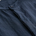 Buddha Stones Summer Casual Tang Style Mandarin Collar Half Buttons Solid Men's Short Sleeve Shirts With Decorative Pocket