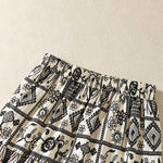 Buddha Stones Summer Bohemian Casual Black Beige Geometric Floral Women's Skirt