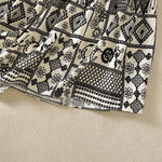 Buddha Stones Summer Bohemian Casual Black Beige Geometric Floral Women's Skirt