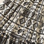 Buddha Stones Summer Bohemian Casual Black Beige Geometric Floral Women's Skirt