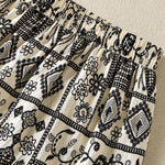 Buddha Stones Summer Bohemian Casual Black Beige Geometric Floral Women's Skirt