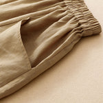 Buddha Stones Summer Casual Solid Elastic Waist Cropped Pants Women's Wide Leg Pants With Pockets