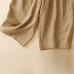Buddha Stones Summer Casual Solid Elastic Waist Cropped Pants Women's Wide Leg Pants With Pockets