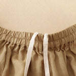 Buddha Stones Summer Casual Solid Elastic Waist Cropped Pants Women's Wide Leg Pants With Pockets