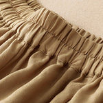 Buddha Stones Summer Casual Solid Elastic Waist Cropped Pants Women's Wide Leg Pants With Pockets