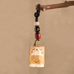 FREE Today: Peace and Calm Energy Hand Carved Wooden Cat Om Mani Padme Hum Keychains