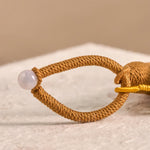 Buddha Stones Beech Wood Lucky Cat Handmade Tassel Keychains