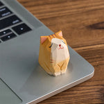 Buddha Stones Natural Texture Wood Orange Cat Hand-Carved Cute Animal Decor