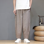 Buddha Stones Summer Casual Minimalist Drawstring Solid Cropped Pants Men's Tapered Pants With Pockets