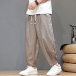 Buddha Stones Summer Casual Minimalist Drawstring Solid Cropped Pants Men's Tapered Pants With Pockets