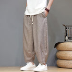 Buddha Stones Summer Casual Minimalist Drawstring Solid Cropped Pants Men's Tapered Pants With Pockets