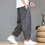 Buddha Stones Summer Casual Minimalist Drawstring Solid Cropped Pants Men's Tapered Pants With Pockets