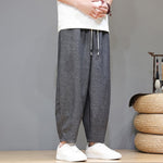 Buddha Stones Summer Casual Minimalist Drawstring Solid Cropped Pants Men's Tapered Pants With Pockets