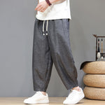 Buddha Stones Summer Casual Minimalist Drawstring Solid Cropped Pants Men's Tapered Pants With Pockets