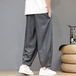 Buddha Stones Summer Casual Minimalist Drawstring Solid Cropped Pants Men's Tapered Pants With Pockets