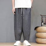 Buddha Stones Summer Casual Minimalist Drawstring Solid Cropped Pants Men's Tapered Pants With Pockets