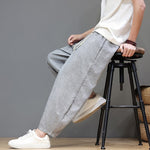 Buddha Stones Summer Casual Minimalist Drawstring Solid Cropped Pants Men's Tapered Pants With Pockets