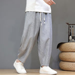 Buddha Stones Summer Casual Minimalist Drawstring Solid Cropped Pants Men's Tapered Pants With Pockets
