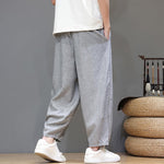 Buddha Stones Summer Casual Minimalist Drawstring Solid Cropped Pants Men's Tapered Pants With Pockets