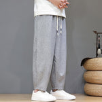 Buddha Stones Summer Casual Minimalist Drawstring Solid Cropped Pants Men's Tapered Pants With Pockets