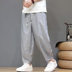 Buddha Stones Summer Casual Minimalist Drawstring Solid Cropped Pants Men's Tapered Pants With Pockets