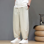 Buddha Stones Summer Casual Minimalist Drawstring Solid Cropped Pants Men's Tapered Pants With Pockets