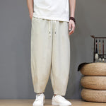 Buddha Stones Summer Casual Minimalist Drawstring Solid Cropped Pants Men's Tapered Pants With Pockets