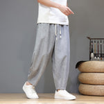 Buddha Stones Summer Casual Minimalist Drawstring Solid Cropped Pants Men's Tapered Pants With Pockets