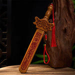 Buddha Stones Peach Wood Dragon Yin Yang Ritual Protection Sword Hanging Decor