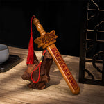 Buddha Stones Peach Wood Dragon Yin Yang Ritual Protection Sword Hanging Decor