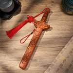 Buddha Stones Handcarved Peach Wood Dragon Sword Ritual Decor