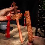 Buddha Stones Handcarved Peach Wood Dragon Sword Ritual Decor
